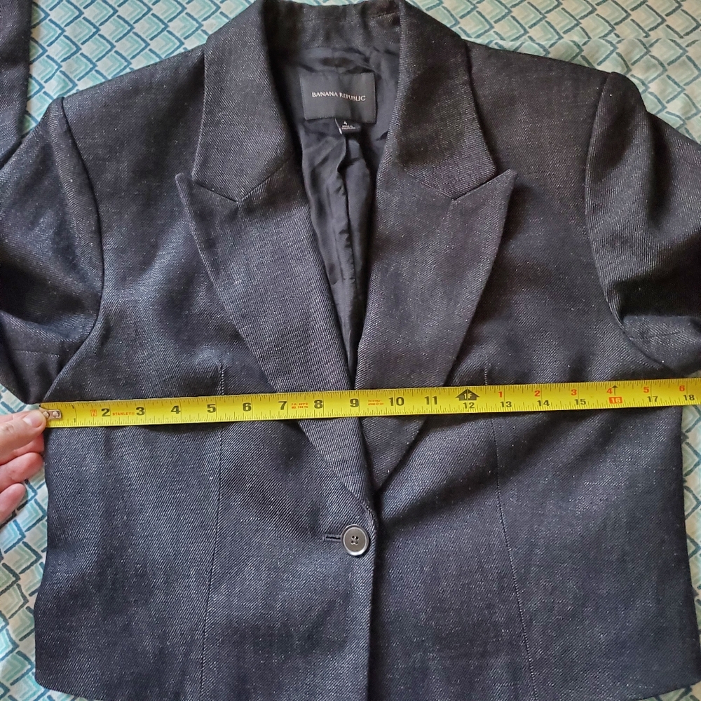Banana Republic Loretta Wool Linen Cropped Blazer Size 4 Preppy Career Old Money - Picture 13 of 15